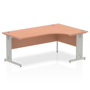 180cm Beech L Desk Silver Leg Right Hand