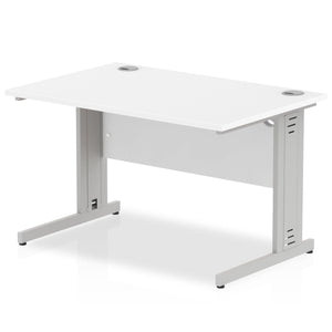 Dynamic 1200 White Silver Wire Management Desk