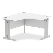 Load image into Gallery viewer, Compact Corner Desk White &amp; Silver
