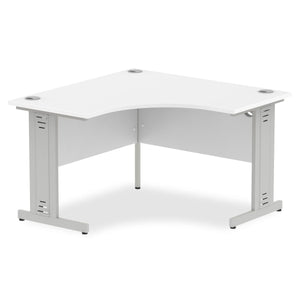 Compact Corner Desk White & Silver