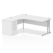 Load image into Gallery viewer, 180cm White Office Corner Desk Silver Leg Left Hand
