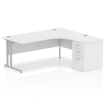 Load image into Gallery viewer, 180cm White Office Corner Desk Silver Leg Right Hand
