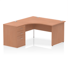 Load image into Gallery viewer, 140cm Beech Corner Desk And Storage Unit Left Hand
