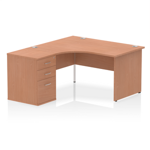 140cm Beech Corner Desk And Storage Unit Left Hand