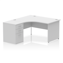 Load image into Gallery viewer, 140cm White Corner Desk And Storage Unit Left Hand
