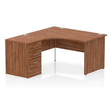 Load image into Gallery viewer, 140cm Walnut Corner Desk And Storage Unit Left Hand
