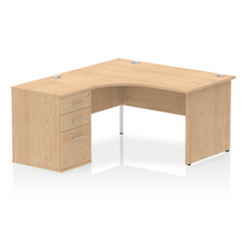 Load image into Gallery viewer, 140cm Maple Corner Storage Desk With Drawers Left Hand
