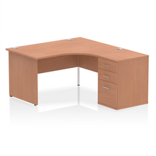 Load image into Gallery viewer, 140cm Beech Corner Desk And Storage Unit Right Hand
