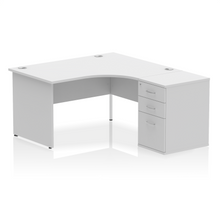 Load image into Gallery viewer, 140cm White Corner Desk And Storage Unit Right Hand
