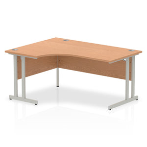 Impulse 160cm Oak Corner Desk Silver Leg Left Hand