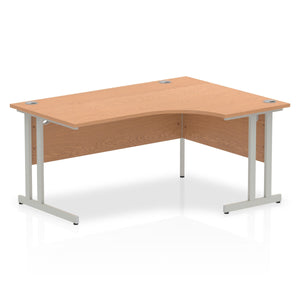 Impulse 160cm Oak Corner Desk Silver Leg Right Hand