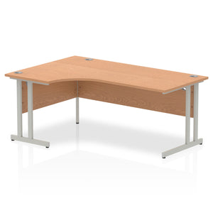 Impulse 180cm Oak Corner Desk Silver Leg Left Hand