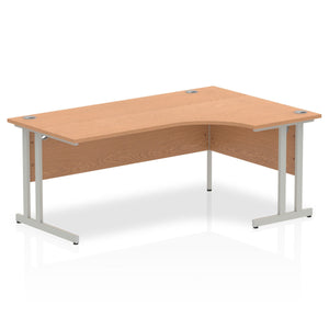 Impulse 180cm Oak Corner Desk Silver Leg Right Hand