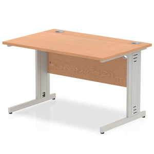 Dynamic 1200 Oak Silver Wire Management Desk