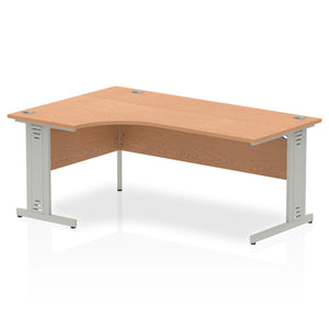 180cm Oak L Desk Silver Leg Left Hand