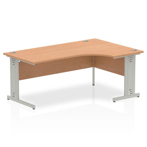 180cm Oak L Desk Silver Leg Right Hand