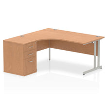 Load image into Gallery viewer, 160cm Oak Corner Desk Home Silver Leg Left Hand
