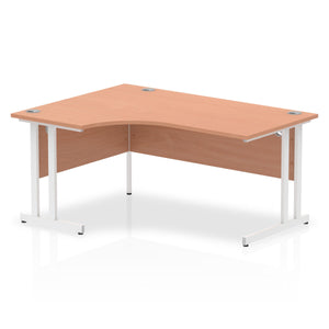 Impulse 160cm Beech Corner Desk White Leg Left Hand