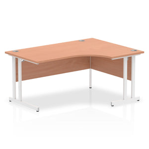 Impulse 160cm Beech Corner Desk White Leg Right Hand