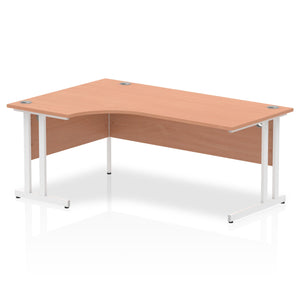 Impulse 180cm Beech Corner Desk White Leg Left Hand