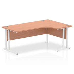 Impulse 180cm Beech Corner Desk White Leg Right Hand