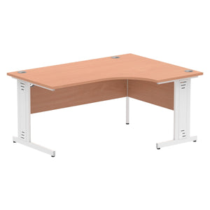 160cm Beech Corner PC Table White Leg Right Hand