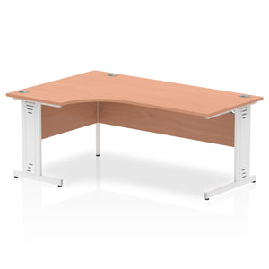 180cm Beech L Desk White Leg Left Hand