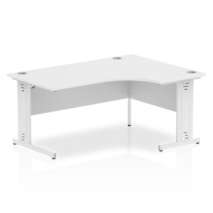 160cm White Corner PC Desk White Leg Right Hand