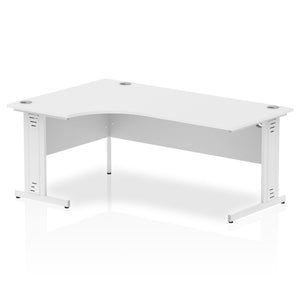 180cm White L Desk White Leg Left Hand