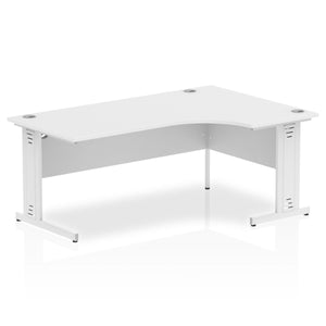 180cm White L Desk White Leg Right Hand