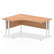 Load image into Gallery viewer, 160cm Large Corner Desk Oak White Leg Left Hand
