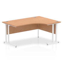 Load image into Gallery viewer, 160cm Large Corner Desk Oak White Leg Right Hand
