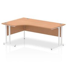 Load image into Gallery viewer, 180cm Large Corner Desk Oak White Leg Left Hand
