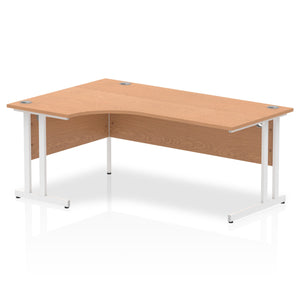 Impulse 180cm Oak Corner Desk White Leg Left Hand