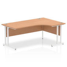 Load image into Gallery viewer, 180cm Large Corner Desk Oak White Leg Right Hand
