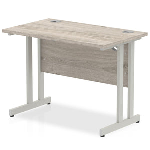 Impulse Slimline 1000 Grey Oak Silver Office Desk