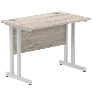 Impulse Slimline 1000 Grey Oak Silver Office Desk