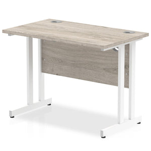 Impulse Slimline 1000 Grey Oak White Office Desk