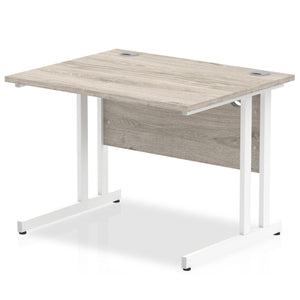 Impulse 1000 Grey Oak White Cantilever Office Desk