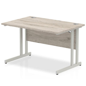 Impulse 1200 Grey Oak Silver Cantilever Office Desk