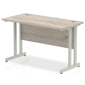 Impulse Slimline 1200 Grey Oak Silver Office Desk