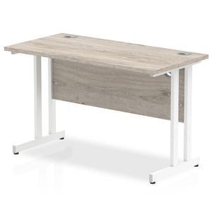 Impulse Slimline 1200 Grey Oak White Office Desk