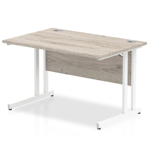 Impulse 1200 Grey Oak White Cantilever Office Desk