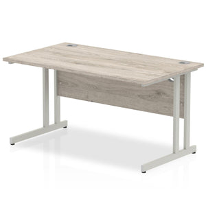 Impulse 1400 Grey Oak Silver Cantilever Office Desk