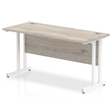 Load image into Gallery viewer, Impulse Slimline 1400 Grey Oak White Office Desk
