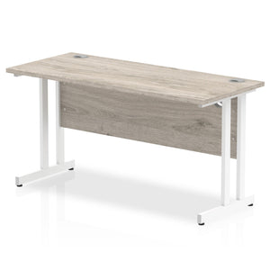 Impulse Slimline 1400 Grey Oak White Office Desk