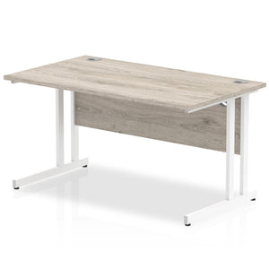 Impulse 1400 Grey Oak White Cantilever Office Desk