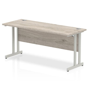 Impulse Slimline 1600 Grey Oak Silver Office Desk