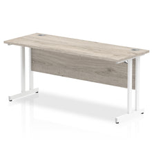 Load image into Gallery viewer, Impulse Slimline 1600 Grey Oak White Office Desk
