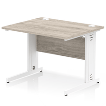 Load image into Gallery viewer, Dynamic 1000 Grey Oak White Wire Management Desk
